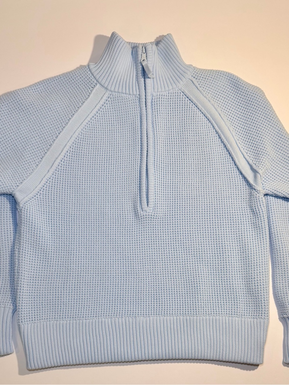 OFFLINE by Aerie Light Blue Half-Zip Waffle Knit Sweater XXS Thumbholes